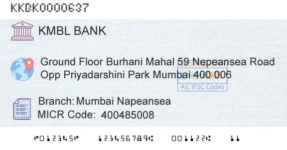 Kotak Mahindra Bank Limited Mumbai NapeanseaBranch 
