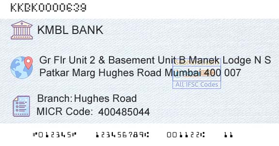 Kotak Mahindra Bank Limited Hughes RoadBranch 