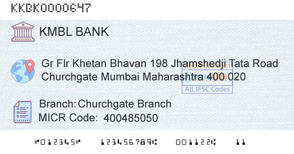 Kotak Mahindra Bank Limited Churchgate BranchBranch 