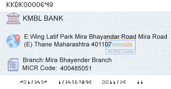 Kotak Mahindra Bank Limited Mira Bhayender BranchBranch 