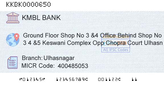 Kotak Mahindra Bank Limited UlhasnagarBranch 