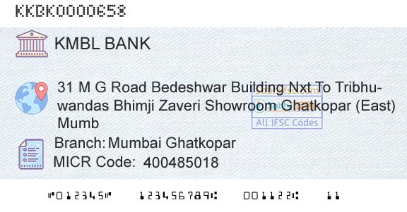 Kotak Mahindra Bank Limited Mumbai GhatkoparBranch 