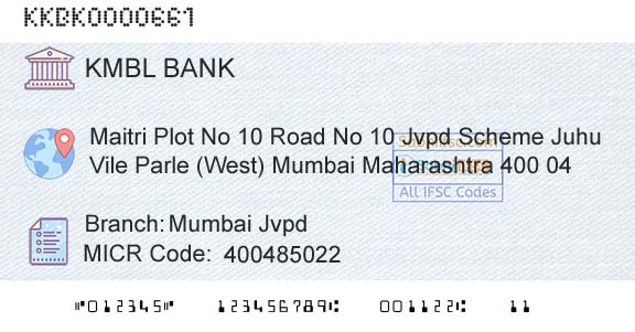 Kotak Mahindra Bank Limited Mumbai JvpdBranch 