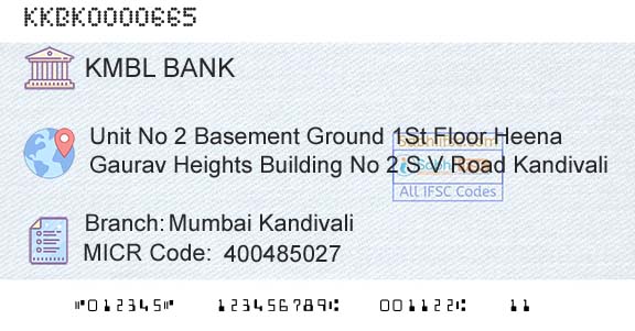 Kotak Mahindra Bank Limited Mumbai KandivaliBranch 