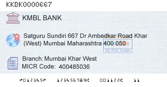 Kotak Mahindra Bank Limited Mumbai Khar WestBranch 
