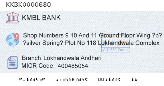 Kotak Mahindra Bank Limited Lokhandwala AndheriBranch 