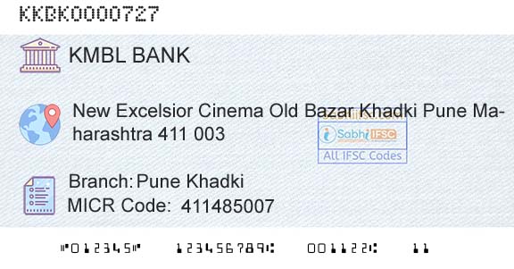 Kotak Mahindra Bank Limited Pune KhadkiBranch 