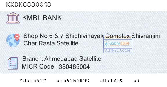 Kotak Mahindra Bank Limited Ahmedabad SatelliteBranch 