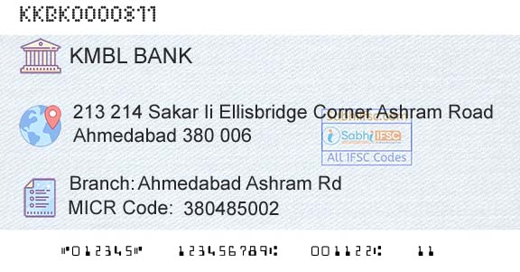 Kotak Mahindra Bank Limited Ahmedabad Ashram RdBranch 