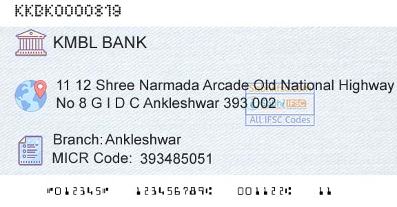 Kotak Mahindra Bank Limited AnkleshwarBranch 