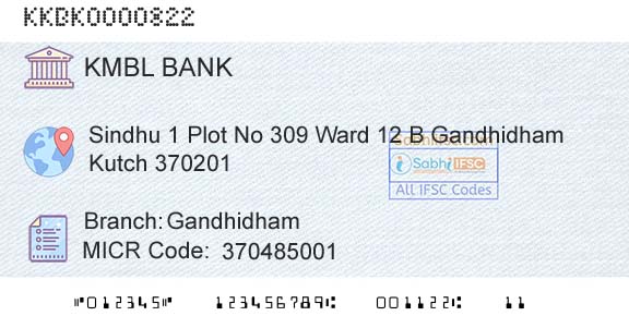 Kotak Mahindra Bank Limited GandhidhamBranch 