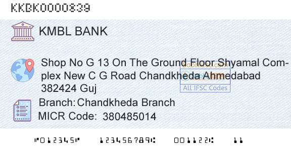 Kotak Mahindra Bank Limited Chandkheda BranchBranch 