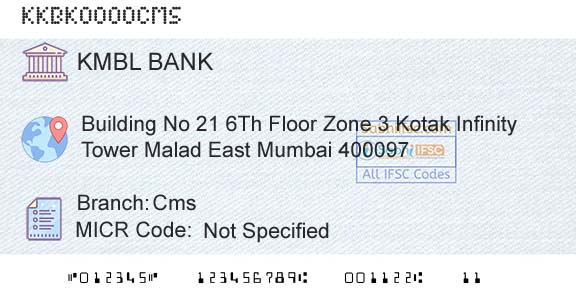Kotak Mahindra Bank Limited CmsBranch 