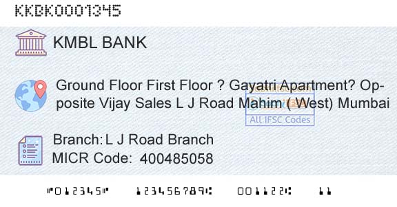 Kotak Mahindra Bank Limited L J Road BranchBranch 