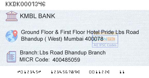 Kotak Mahindra Bank Limited Lbs Road Bhandup BranchBranch 
