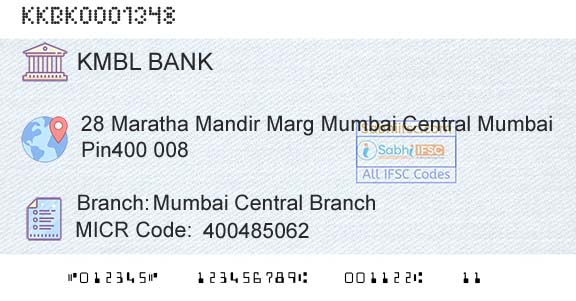 Kotak Mahindra Bank Limited Mumbai Central BranchBranch 