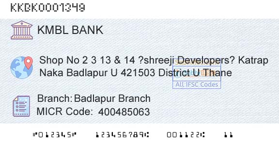 Kotak Mahindra Bank Limited Badlapur BranchBranch 