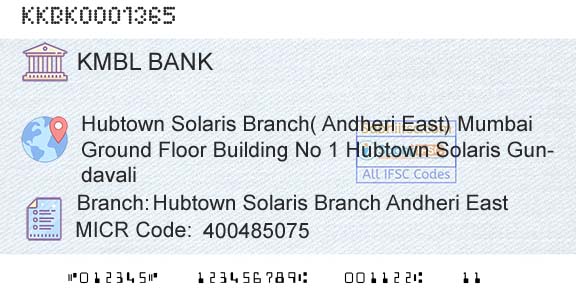 Kotak Mahindra Bank Limited Hubtown Solaris Branch Andheri EastBranch 