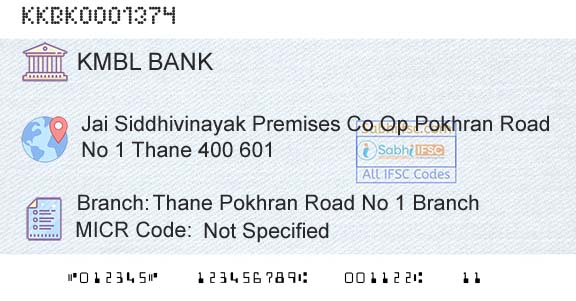 Kotak Mahindra Bank Limited Thane Pokhran Road No 1 BranchBranch 