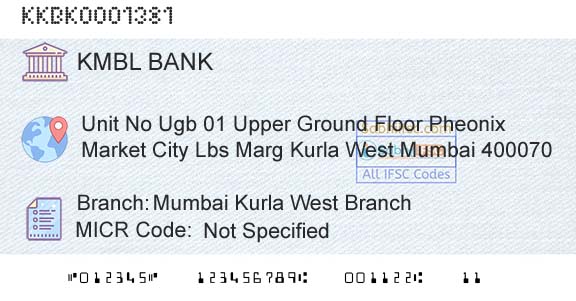 Kotak Mahindra Bank Limited Mumbai Kurla West BranchBranch 