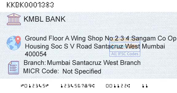 Kotak Mahindra Bank Limited Mumbai Santacruz West BranchBranch 