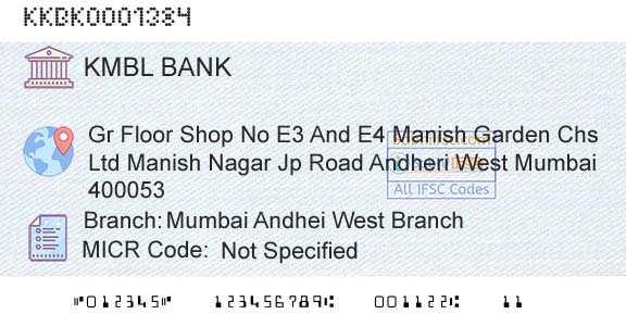 Kotak Mahindra Bank Limited Mumbai Andhei West BranchBranch 