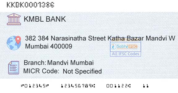 Kotak Mahindra Bank Limited Mandvi MumbaiBranch 