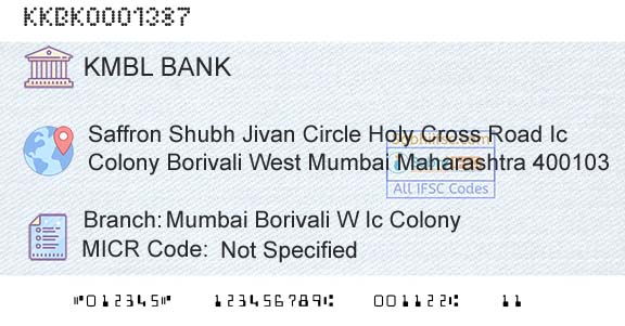 Kotak Mahindra Bank Limited Mumbai Borivali W Ic ColonyBranch 