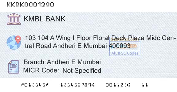 Kotak Mahindra Bank Limited Andheri E MumbaiBranch 