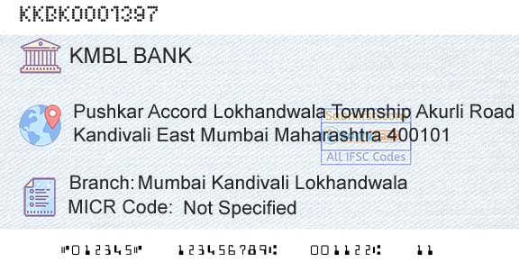 Kotak Mahindra Bank Limited Mumbai Kandivali LokhandwalaBranch 