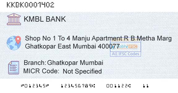 Kotak Mahindra Bank Limited Ghatkopar MumbaiBranch 