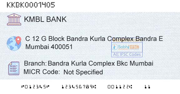 Kotak Mahindra Bank Limited Bandra Kurla Complex Bkc MumbaiBranch 