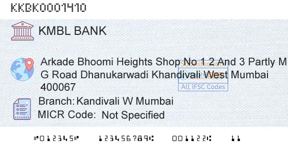 Kotak Mahindra Bank Limited Kandivali W MumbaiBranch 