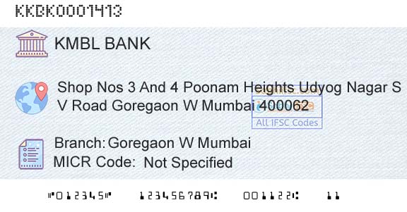 Kotak Mahindra Bank Limited Goregaon W MumbaiBranch 