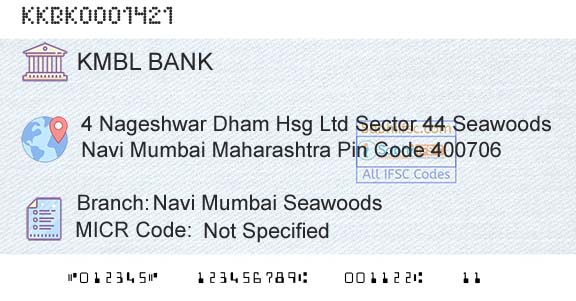 Kotak Mahindra Bank Limited Navi Mumbai SeawoodsBranch 