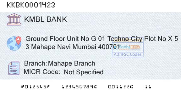 Kotak Mahindra Bank Limited Mahape BranchBranch 