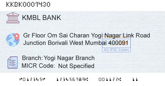 Kotak Mahindra Bank Limited Yogi Nagar BranchBranch 