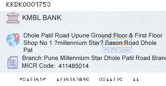 Kotak Mahindra Bank Limited Pune Millennium Star Dhole Patil Road BranchBranch 