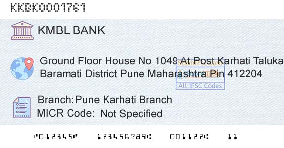Kotak Mahindra Bank Limited Pune Karhati BranchBranch 