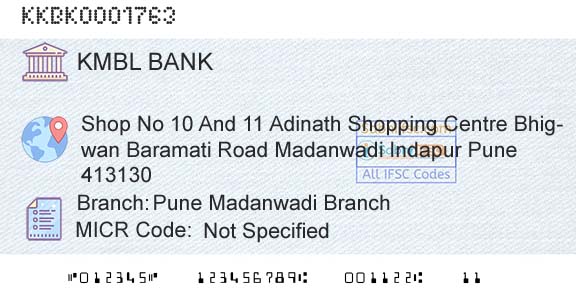 Kotak Mahindra Bank Limited Pune Madanwadi BranchBranch 