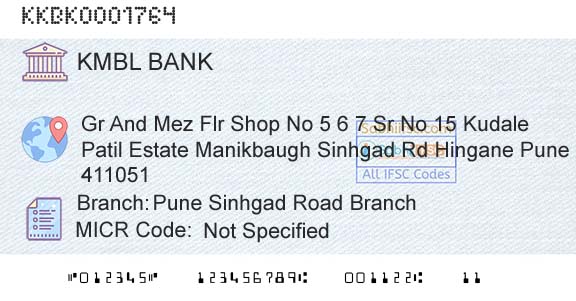 Kotak Mahindra Bank Limited Pune Sinhgad Road BranchBranch 