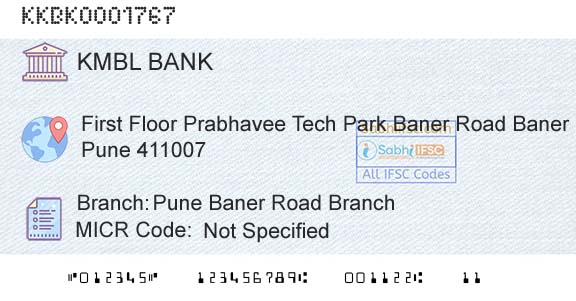 Kotak Mahindra Bank Limited Pune Baner Road BranchBranch 