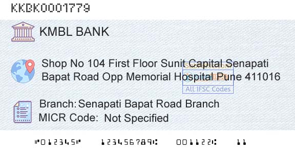 Kotak Mahindra Bank Limited Senapati Bapat Road BranchBranch 