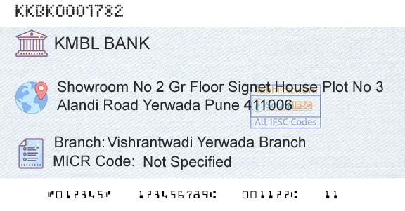 Kotak Mahindra Bank Limited Vishrantwadi Yerwada BranchBranch 