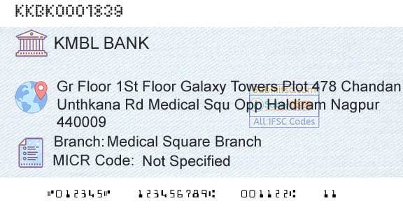 Kotak Mahindra Bank Limited Medical Square BranchBranch 