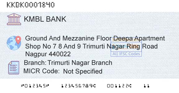 Kotak Mahindra Bank Limited Trimurti Nagar BranchBranch 