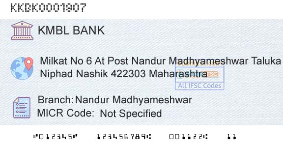 Kotak Mahindra Bank Limited Nandur MadhyameshwarBranch 