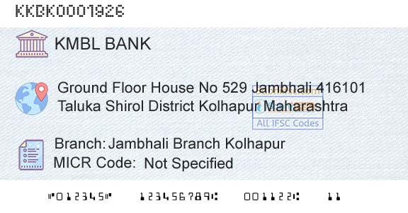 Kotak Mahindra Bank Limited Jambhali Branch KolhapurBranch 
