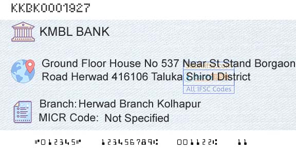 Kotak Mahindra Bank Limited Herwad Branch KolhapurBranch 