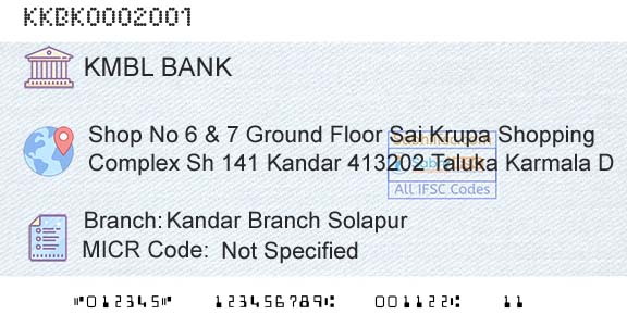 Kotak Mahindra Bank Limited Kandar Branch SolapurBranch 